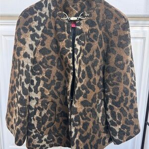 Betsey Johnson Leopard Print Cape Jacket